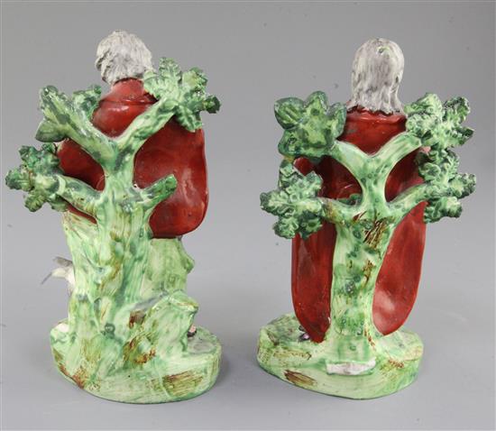 A set of four Staffordshire Pearlware figures of Saints, by Salt, 18.5 - 19cm, some restoration